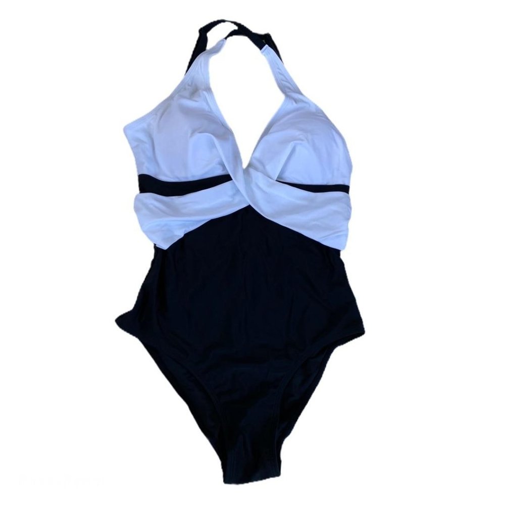 Women’s Swimwear One Piece Black & White Medium